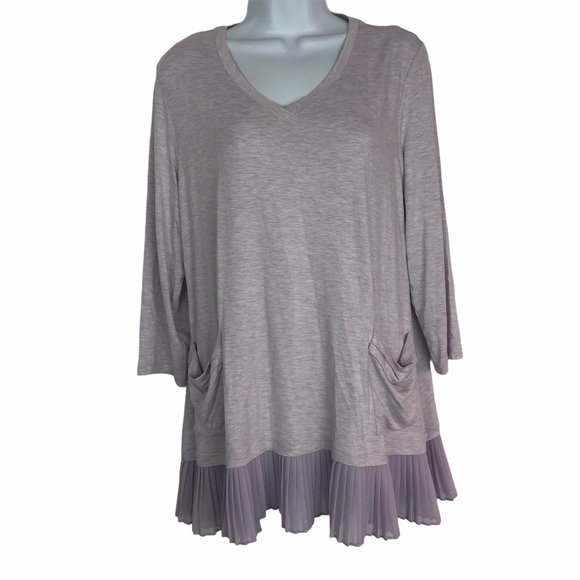 LOGO Lori Goldstein Mauve Tunic Blouse Shirt Top